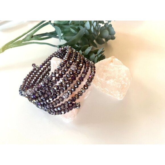 Multi Strand Garnet Beaded Bracelet - Picture 1 of 13